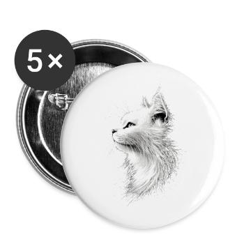 Chat Angora Blanc Chat Angora Chats Angora Mignons - Lot de 5 grands badges (56 mm) - blanc - Devant
