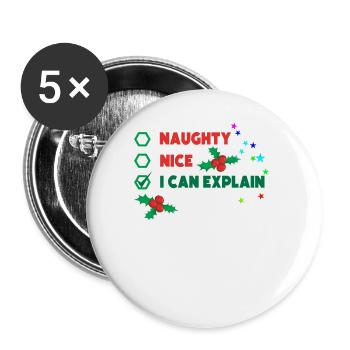 Christmas design naughty I can explain it - Buttons large 2.2''/56 mm (5-pack) - white - Front
