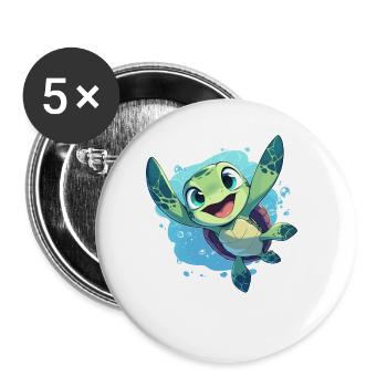 Sea Turtle Meeresschildkröten Meeresschildkröte - Buttons groß 56 mm (5er Pack) - Weiß - Vorne