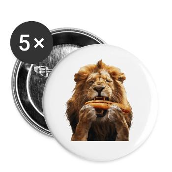 Löwe - Buttons groß 56 mm (5er Pack) - Weiß - Vorne
