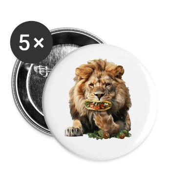 Löwe - Buttons groß 56 mm (5er Pack) - Weiß - Vorne