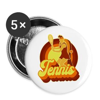 Funny Tennis Player Racket Retro - Buttons groß 56 mm (5er Pack) - Weiß - Vorne