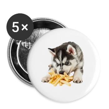 Sibirischer Husky - Buttons groß 56 mm (5er Pack) - Weiß - Vorne