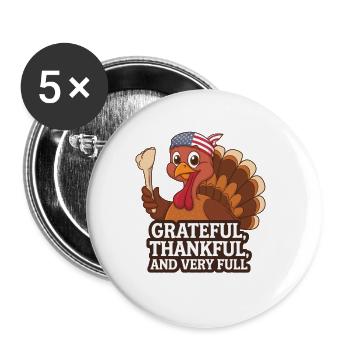 Dinde drôle de Thanksgiving - Lot de 5 grands badges (56 mm) - blanc - Devant