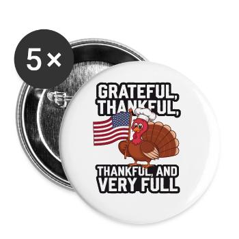 Lustiger Thanksgiving Truthahn - Buttons groß 56 mm (5er Pack) - Weiß - Vorne