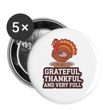 Lustiger Thanksgiving Truthahn - Buttons groß 56 mm (5er Pack) - Weiß - Vorne