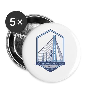 Gothenburg Marathon - 2025 - Sweden - Buttons large 2.2''/56 mm (5-pack) - white - Front