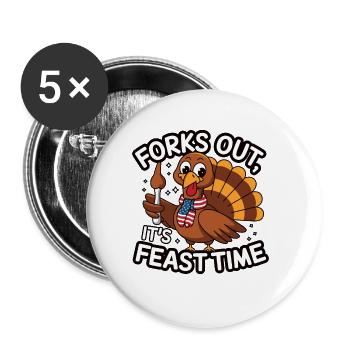 Lustiger Thanksgiving Truthahn - Buttons groß 56 mm (5er Pack) - Weiß - Vorne
