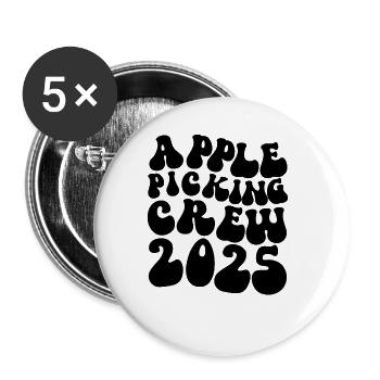 Équipe de cueillette de pommes 2025 Équipe de cueillette de pommes Orchard - Lot de 5 grands badges (56 mm) - blanc - Devant
