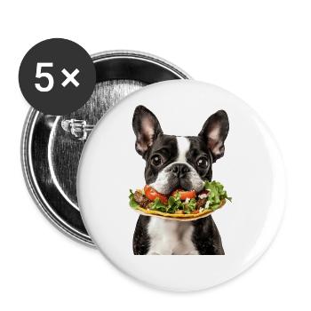 Boston Terrier - Lot de 5 grands badges (56 mm) - blanc - Devant