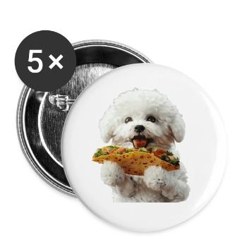 Bichon frisé - Lot de 5 grands badges (56 mm) - blanc - Devant