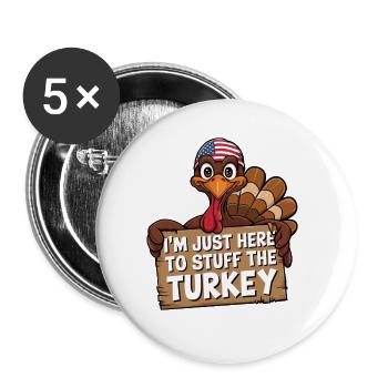 Lustiger Thanksgiving Truthahn - Buttons groß 56 mm (5er Pack) - Weiß - Vorne