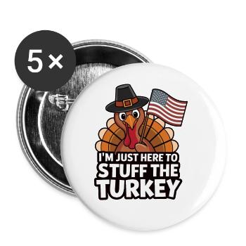 Lustiger Thanksgiving Truthahn - Buttons groß 56 mm (5er Pack) - Weiß - Vorne