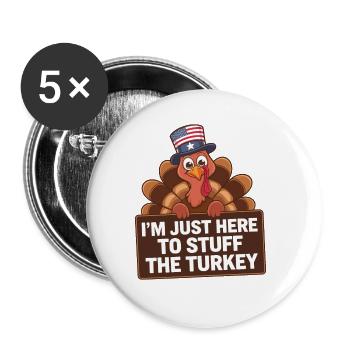 Lustiger Thanksgiving Truthahn - Buttons groß 56 mm (5er Pack) - Weiß - Vorne