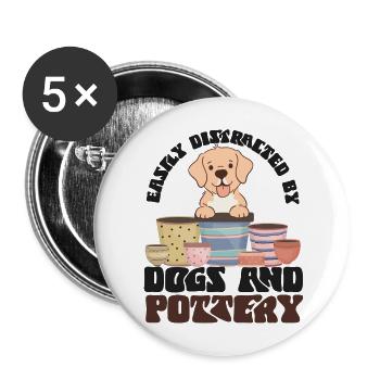 Pottery Ceramics Artist Dog Easily - Buttons large 2.2''/56 mm (5-pack) - white - Front