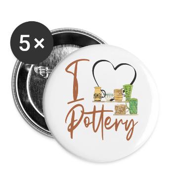 Poterie Céramique Artiste Coeur I - Lot de 5 grands badges (56 mm) - blanc - Devant