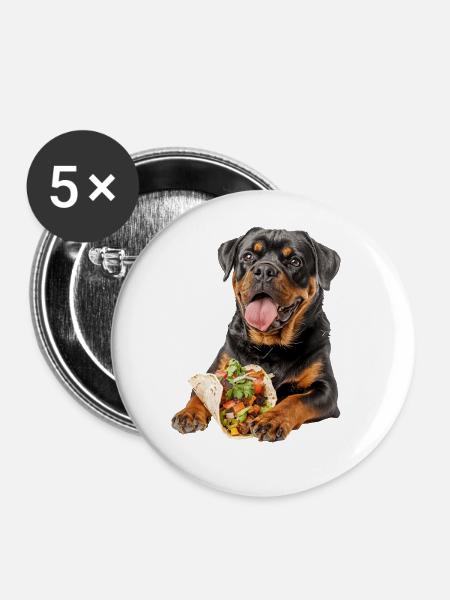 Rottweiler - Buttons groß 56 mm (5er Pack) - Weiß