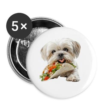 Shih Tzu - Buttons groß 56 mm (5er Pack) - Weiß - Vorne