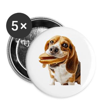 Beagle - Lot de 5 grands badges (56 mm) - blanc - Devant