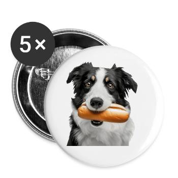 Border Collie - Buttons groß 56 mm (5er Pack) - Weiß - Vorne