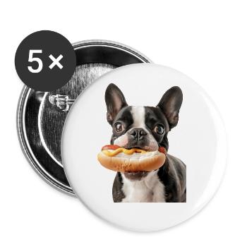 Boston Terrier - Buttons groß 56 mm (5er Pack) - Weiß - Vorne
