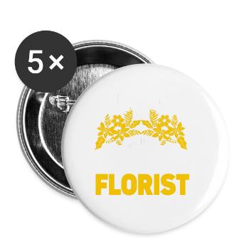 Fleuriste Fleur Florale Fleuristerie - Lot de 5 grands badges (56 mm) - blanc - Devant