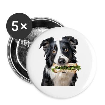 Border Collie - Buttons large 2.2''/56 mm (5-pack) - white - Front