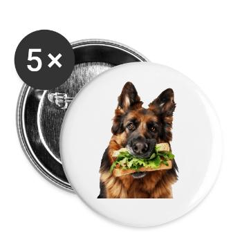 Berger allemand - Lot de 5 grands badges (56 mm) - blanc - Devant