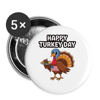Funny Thanksgiving Turkey - Buttons large 2.2''/56 mm (5-pack) - white - Front