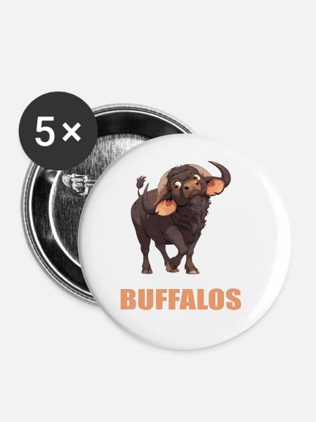 Buffalos Buffalo Büffel - Buttons groß 56 mm (5er Pack) - Weiß