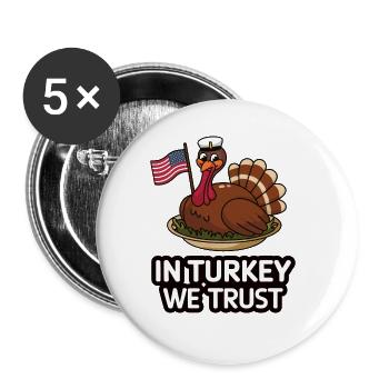 Lustiger Thanksgiving Truthahn - Buttons groß 56 mm (5er Pack) - Weiß - Vorne