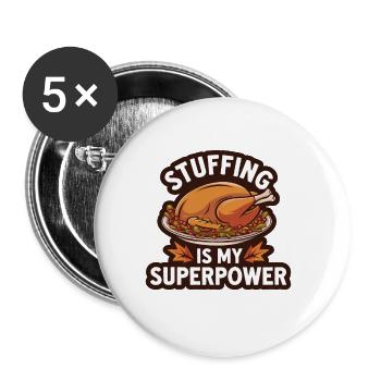 Dinde drôle de Thanksgiving - Lot de 5 grands badges (56 mm) - blanc - Devant