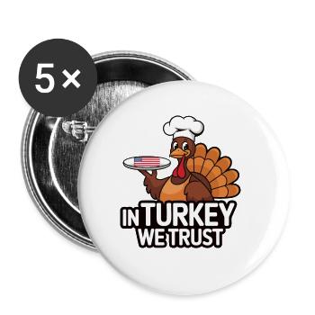 Lustiger Thanksgiving Truthahn - Buttons groß 56 mm (5er Pack) - Weiß - Vorne