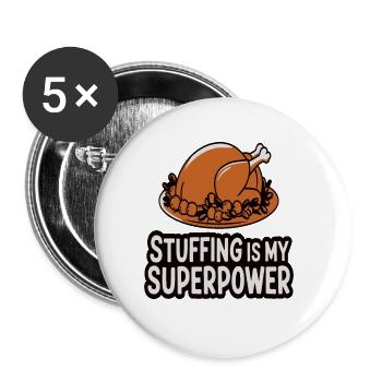 Lustiger Thanksgiving Truthahn - Buttons groß 56 mm (5er Pack) - Weiß - Vorne