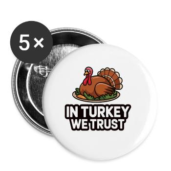 Dinde drôle de Thanksgiving - Lot de 5 grands badges (56 mm) - blanc - Devant