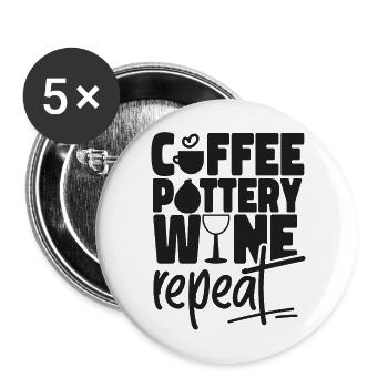 Poterie Céramique Artiste Café - Lot de 5 grands badges (56 mm) - blanc - Devant