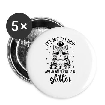 Cat Glitter - American Shorthair - Buttons large 2.2''/56 mm (5-pack) - white - Front