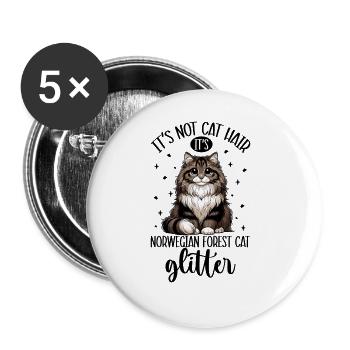 Cats Glitter - Norwegian Forest Cat - Buttons large 2.2''/56 mm (5-pack) - white - Front