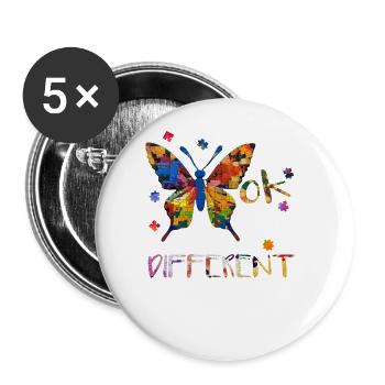 It's ok to be different – autism - Buttons large 2.2''/56 mm (5-pack) - white - Front
