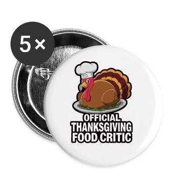 Lustiger Thanksgiving Truthahn - Buttons groß 56 mm (5er Pack) - Weiß - Vorne