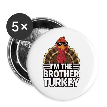 Dinde drôle de Thanksgiving - Lot de 5 grands badges (56 mm) - blanc - Devant