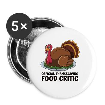 Lustiger Thanksgiving Truthahn - Buttons groß 56 mm (5er Pack) - Weiß - Vorne