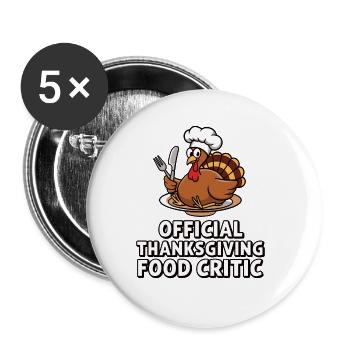 Lustiger Thanksgiving Truthahn - Buttons groß 56 mm (5er Pack) - Weiß - Vorne