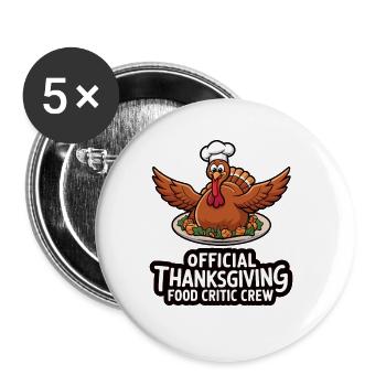 Dinde drôle de Thanksgiving - Lot de 5 grands badges (56 mm) - blanc - Devant