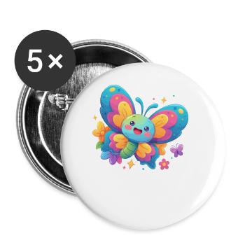 Butterfly Schmetterlinge Schmetterling - Buttons groß 56 mm (5er Pack) - Weiß - Vorne