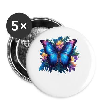 Butterfly Schmetterlinge Schmetterling - Buttons groß 56 mm (5er Pack) - Weiß - Vorne