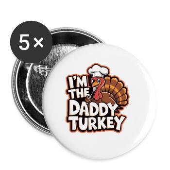 Papa Dinde Thanksgiving - Lot de 5 grands badges (56 mm) - blanc - Devant