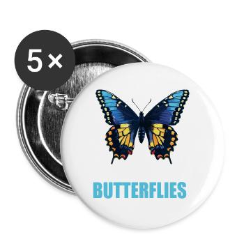 Butterfly Schmetterlinge Schmetterling - Buttons groß 56 mm (5er Pack) - Weiß - Vorne