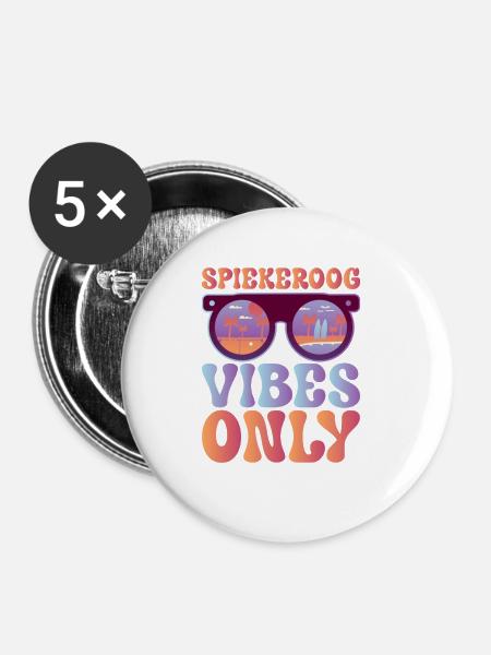 Gute Stimmung auf Spiekeroog - Buttons groß 56 mm (5er Pack) - Weiß
