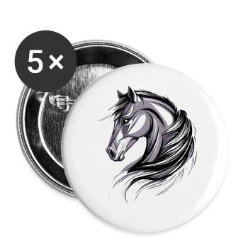 Balade à poney Poney Cavalier Poulain Équitation Ferme à poneys - Lot de 5 grands badges (56 mm) - blanc - Devant